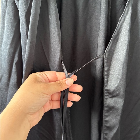 For Love And Lemons Black Silky Longline Slit Robe Whimsigoth Dark Romantic XL - Picture 6 of 12